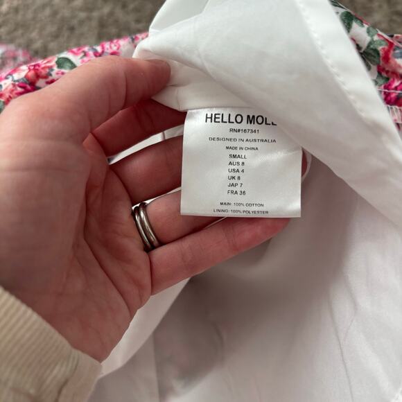 Hello Molly Ruffled Out Dress Mini Sz Small Floral - Picture 12 of 12